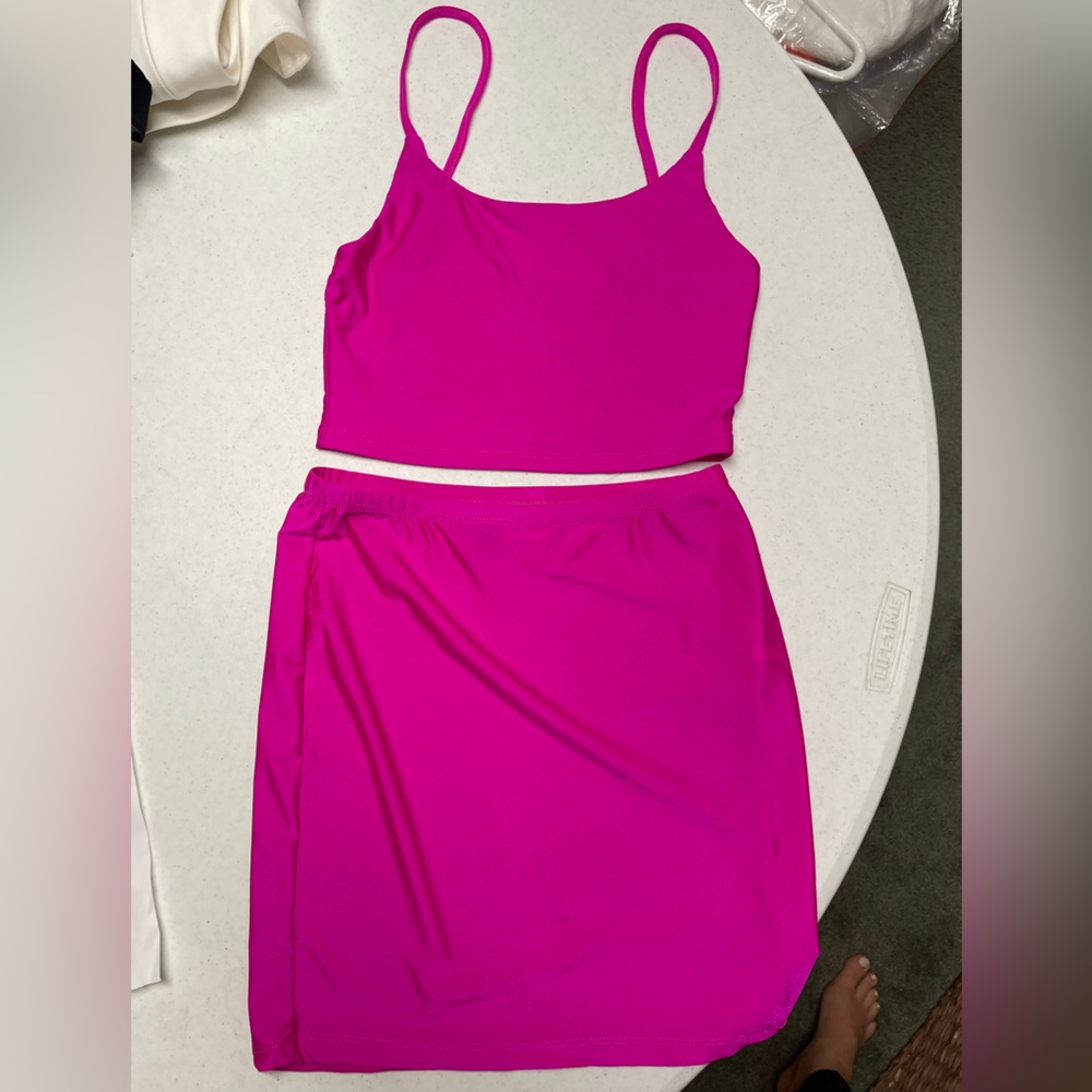 SHEIN Pink Fuscia Two Piece Skirt Set
